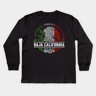 Baja California Mexican Flag Bandera Mexicana Kids Long Sleeve T-Shirt